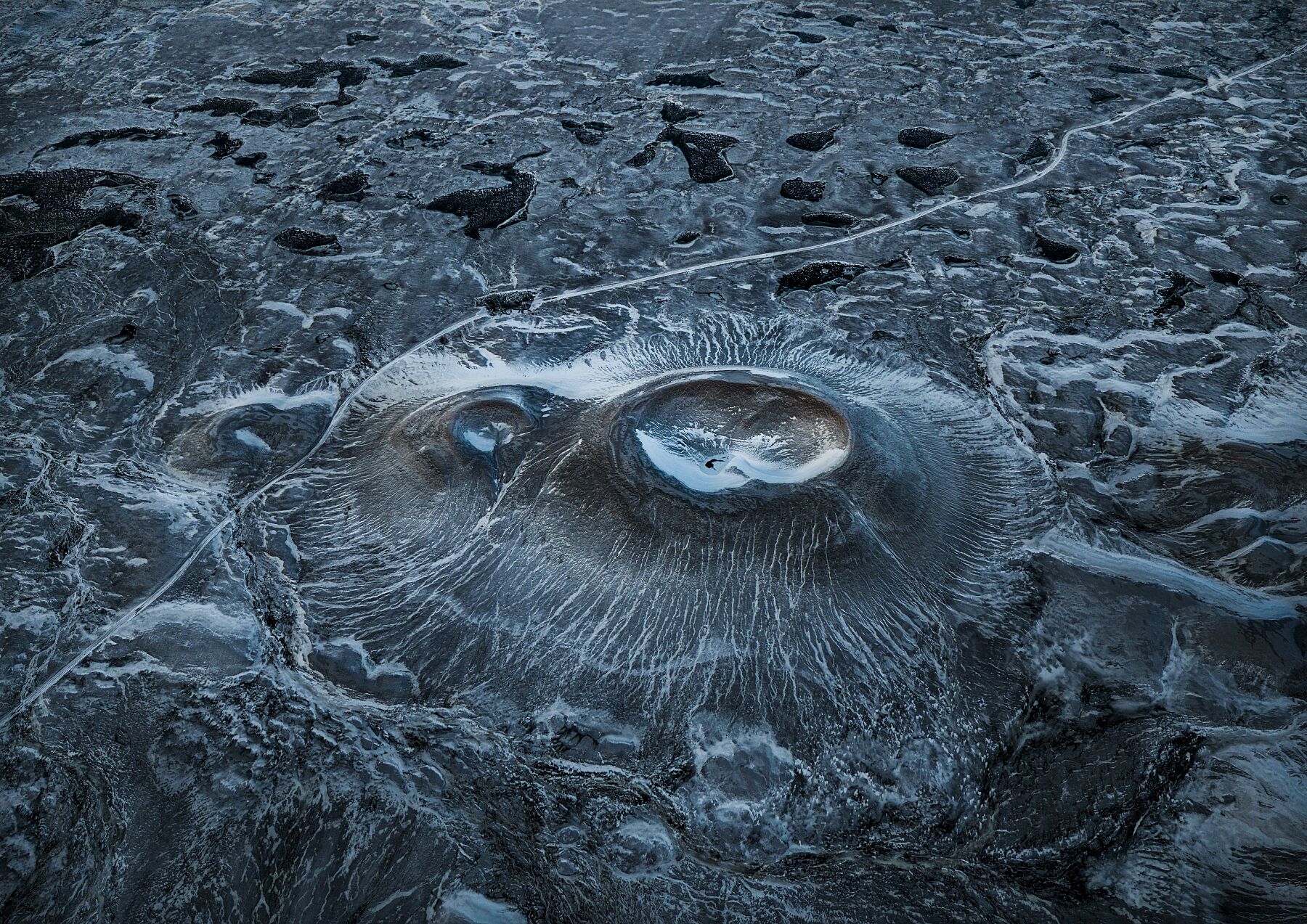 Red crater frozen in time